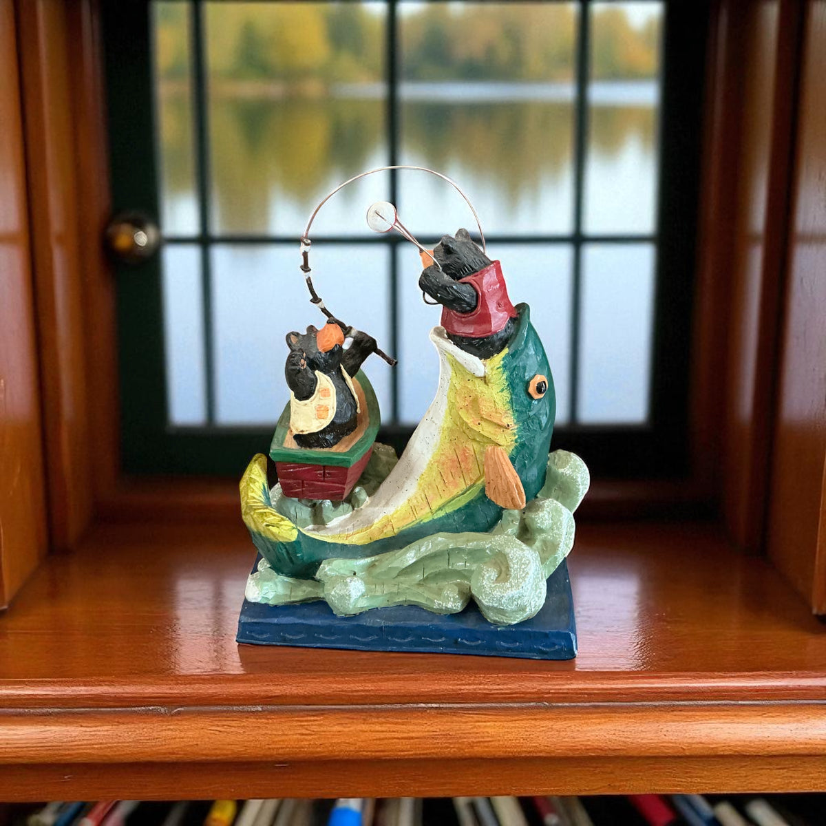 Bears and fishing figurine